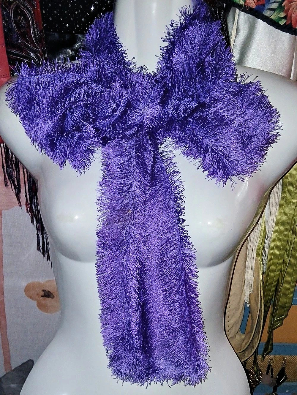 Purple Shaggy Fringe Scarf